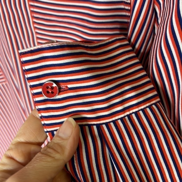 CAbi 5335 Franklin Striped Long Sleeve Spilt V Neck Blouse - Picture 8 of 14